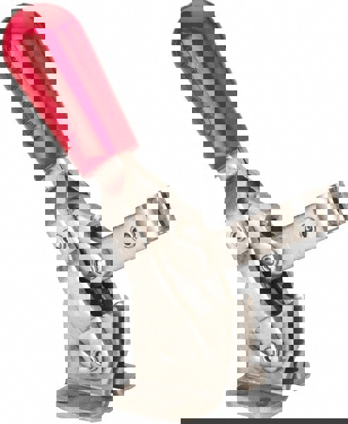 Manual Hold-Down Toggle Clamp: Vertical, 250 lb Capacity, Solid Bar, Flanged Base